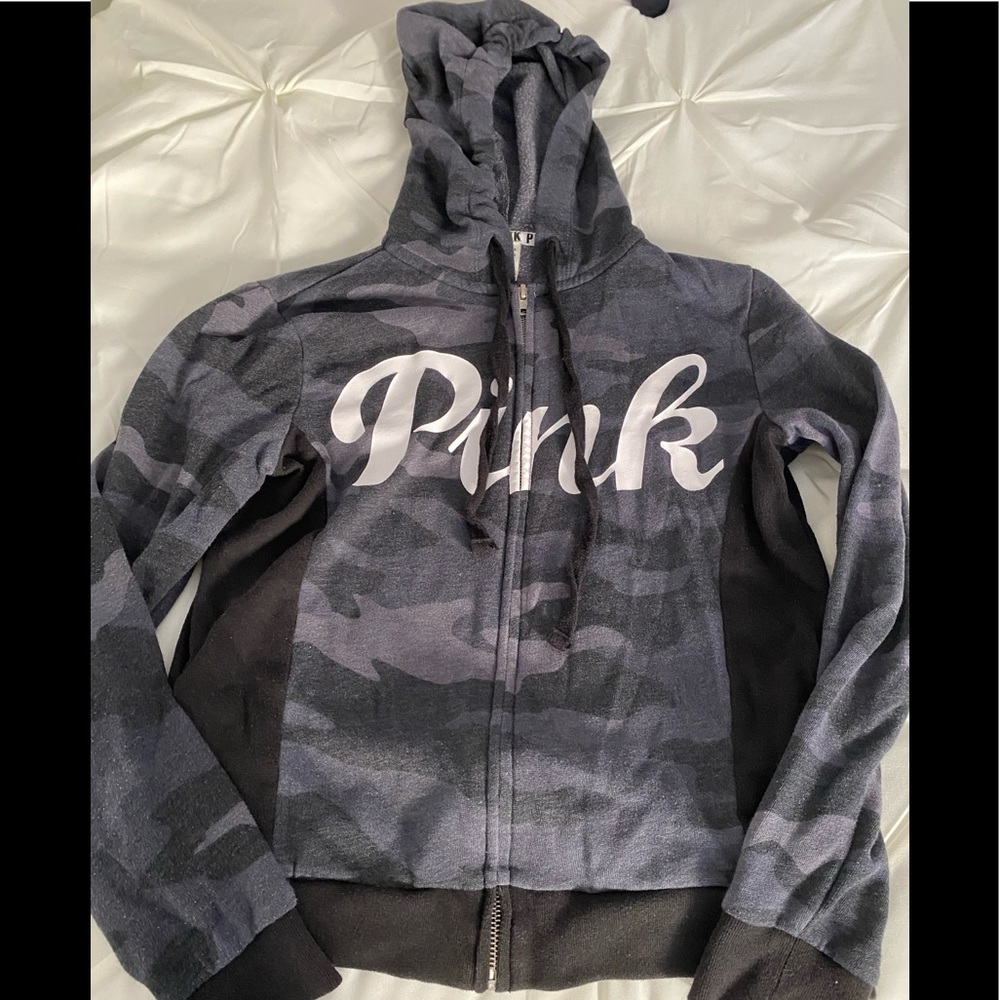 PINK camo zip up hoodie